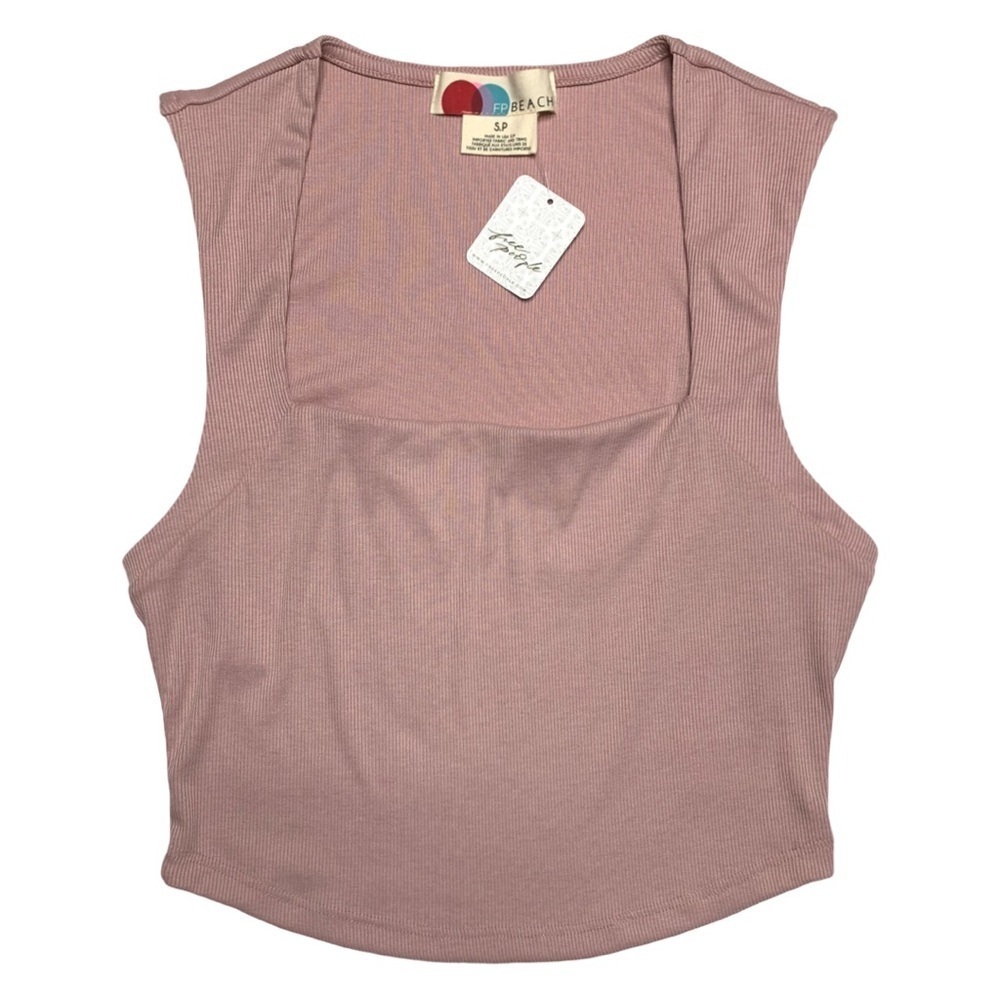 New Free People Beach Daphne Crop Top Ribbed Rose Pink Size S